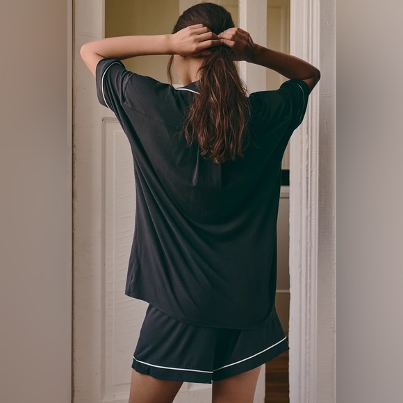 NWT new small Anthropologie briar short sleeve pipes pj pajama top black white - Picture 10 of 17